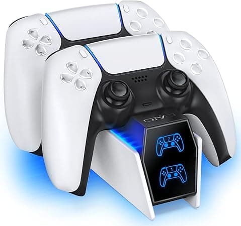 OIVO PS5 Charging Station, PS5 Controller Charger Station for Dualsense Controller, PS5 Charger for Playstation 5 Dual Controller, PS5 Controller Charger with 2 Types of Cables