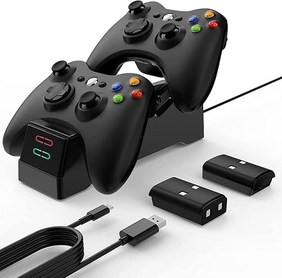 YCCSKY Controller Charger for Xbox 360, Dual Controller Charging Station with 2 x1200mAh High Performance Rechargeable Battery Packs