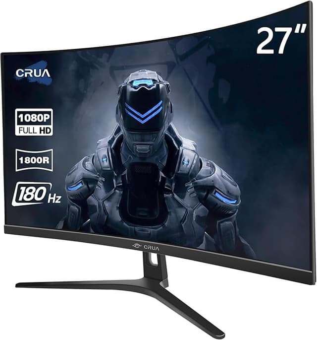 CRUA 27" 144Hz/180Hz Curved Gaming Monitor, Full HD 1080P 1800R Frameless Computer Monitor, 1ms GTG with FreeSync, Low Motion Blur, Eye Care, DisplayPort, HDMI, Wall Mountable-Black